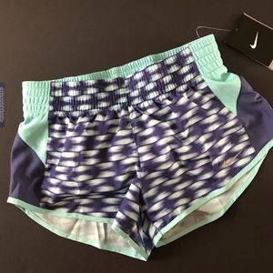 Nike Running Shorts Dri Fit Printed Blue Leisure Wear Mesh Panels